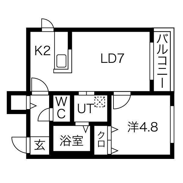 ル・ファール月寒公園(1LDK/2階)の間取り写真