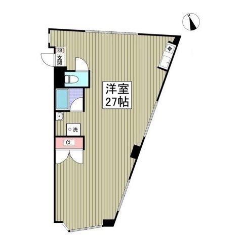 キュウブEX三俣(ワンルーム/1階)の間取り写真