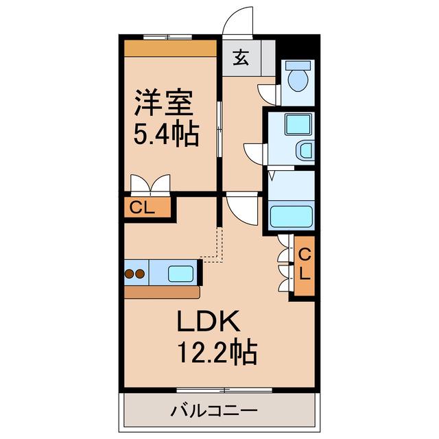メゾングレース楠(1LDK/2階)の間取り写真