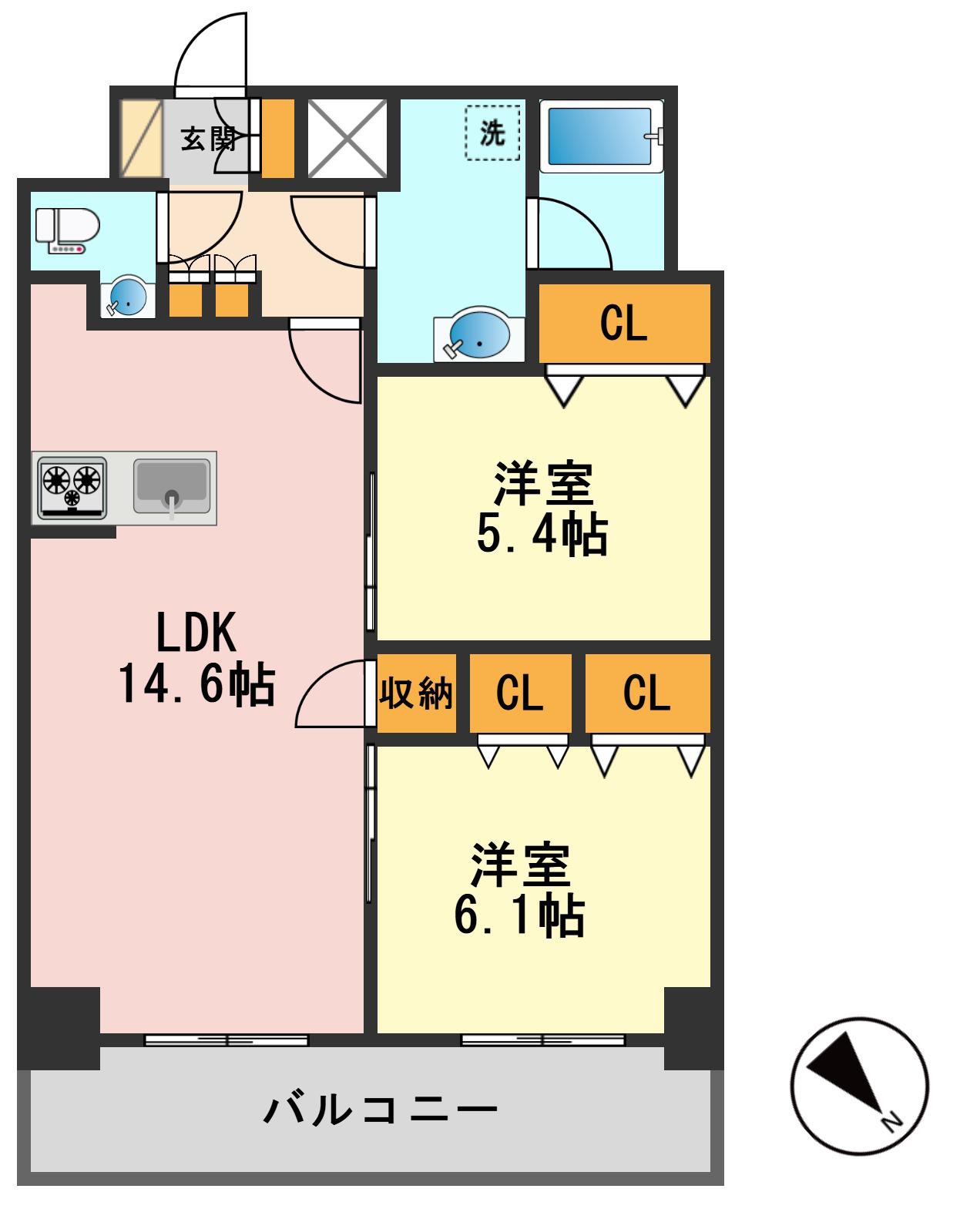 ノキアス新小岩(2LDK/7階)の間取り写真