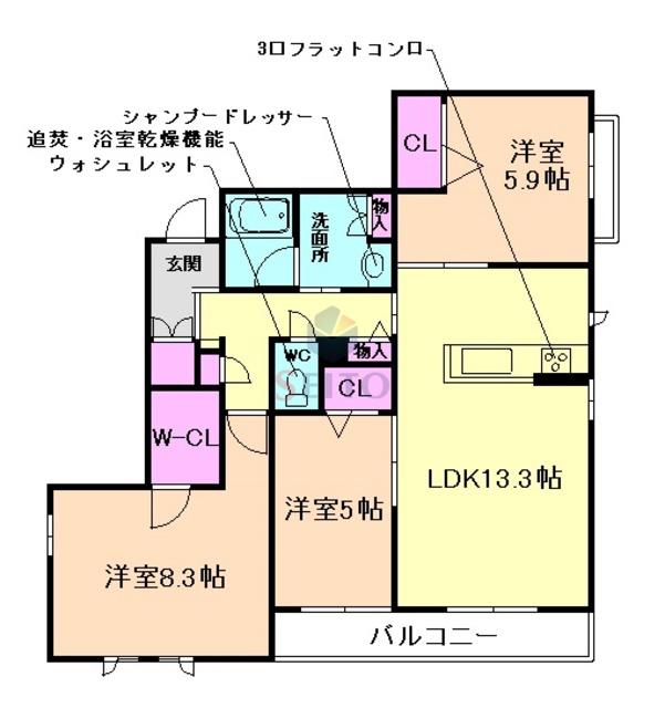 SHAMAISON BIANCA(3LDK/2階)の間取り写真