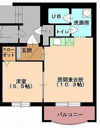 プレーリークレスト A棟(1LDK/2階)の間取り写真