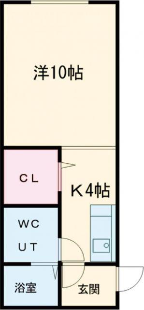 ポプリ高台(1K/1階)の間取り写真