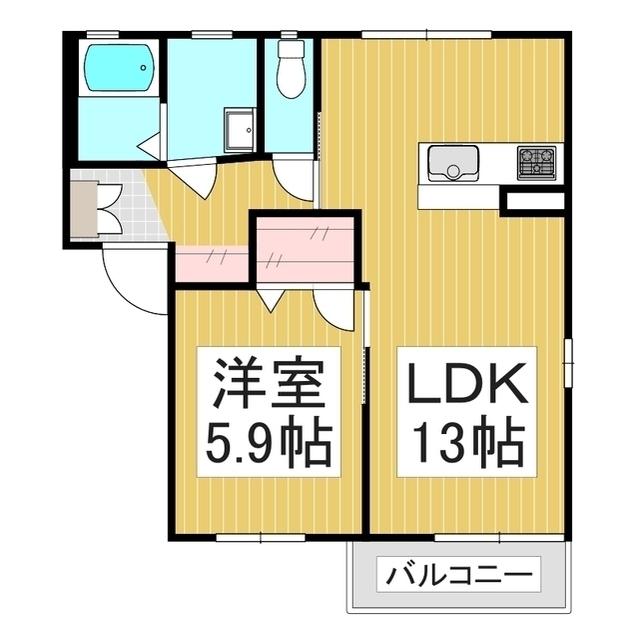 ルミエールやまだ N(2DK/1階)の間取り写真