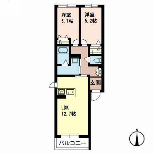 SHA MAISON REGALO(2LDK/2階)の間取り写真