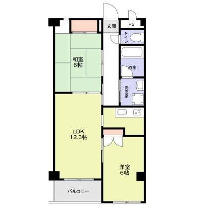 K-HOUSE(2LDK/6階)の間取り写真