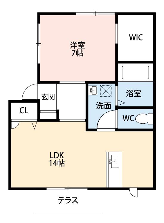 南ガーデンハウス E棟(1LDK/1階)の間取り写真