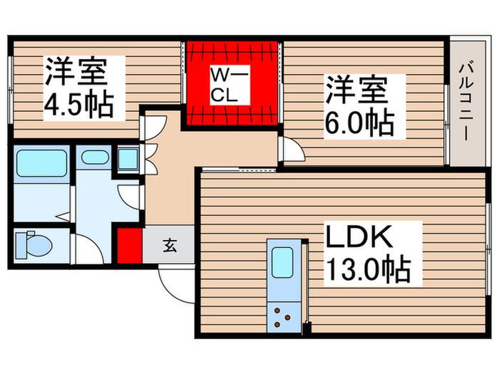 グロースボーネンA(2LDK/3階)の間取り写真