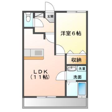 エーデルハイム(1LDK/2階)の間取り写真