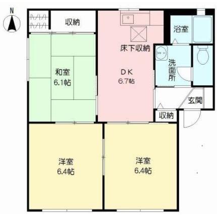 エクセレント川副(3DK/1階)の間取り写真
