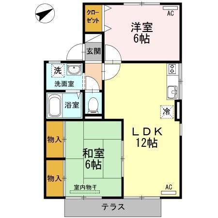 ファミール西京B棟(2LDK/1階)の間取り写真