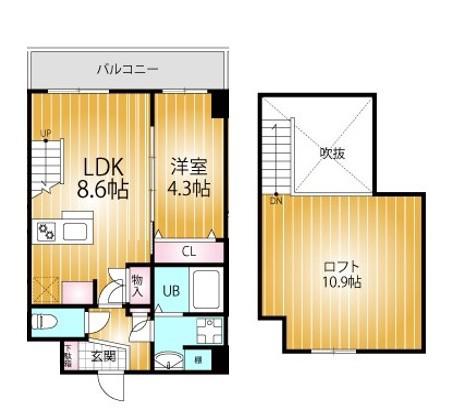 LANART四街道(1LDK/4階)の間取り写真