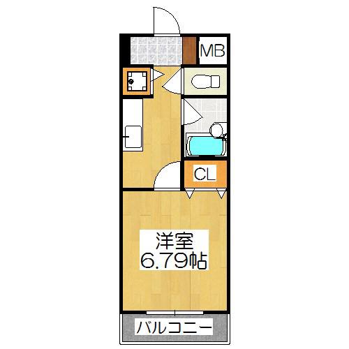 シーガル二条(1K/3階)の間取り写真