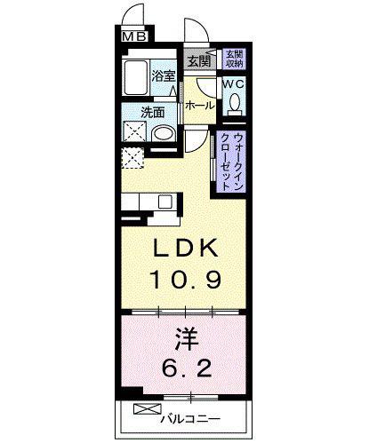 アカシアガーデンヒカリ(1LDK/1階)の間取り写真