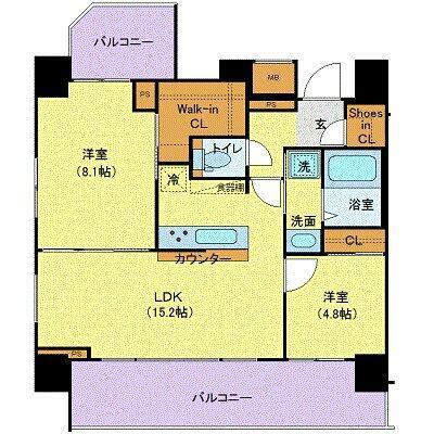 ジェノヴィア目黒南グリーンヴェール(2LDK/10階)の間取り写真