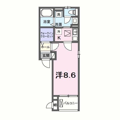 プログレN(1K/1階)の間取り写真