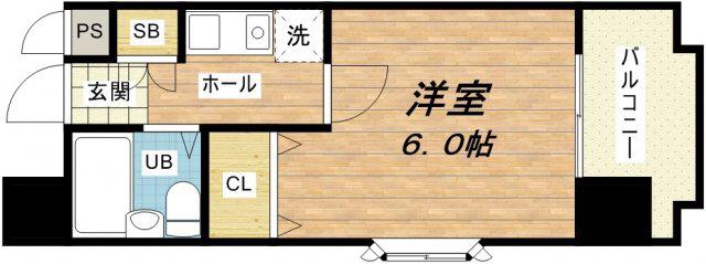 セレッソコート大阪城前(1K/6階)の間取り写真