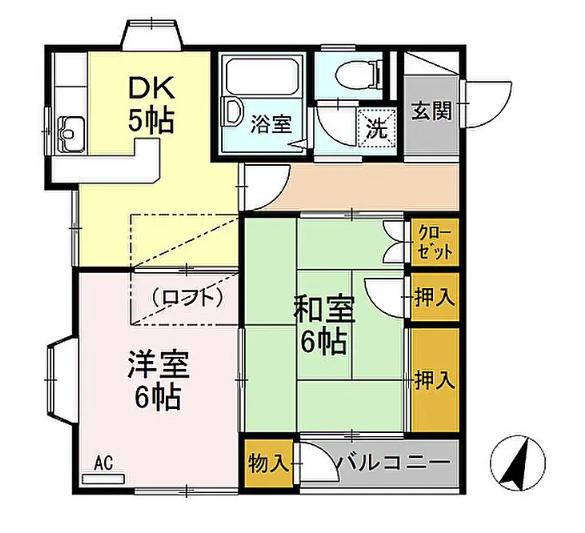 サン・スクエアA(2K/1階)の間取り写真