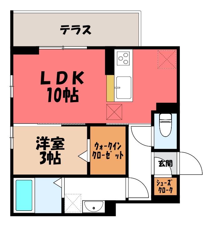 コンフォート岩押(1LDK/1階)の間取り写真