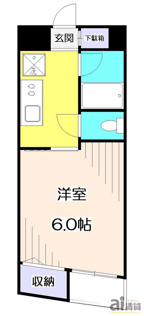 クレール元町M(1K/3階)の間取り写真