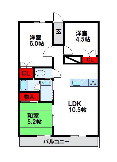 ボックスK-81(3LDK/2階)の間取り写真