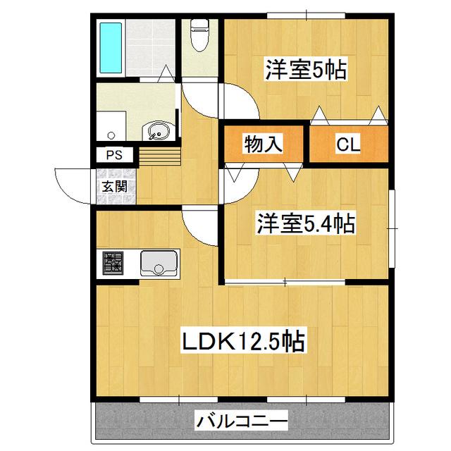 ラフィーネ(2LDK/1階)の間取り写真
