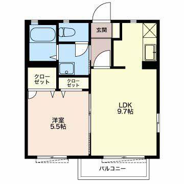マナティー(1LDK/2階)の間取り写真