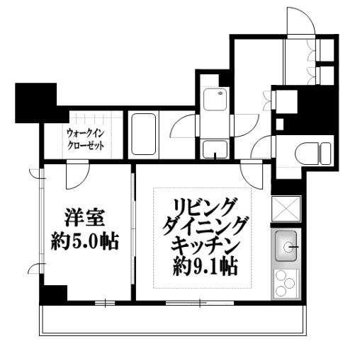 シティタワー横濱(1LDK/8階)の間取り写真