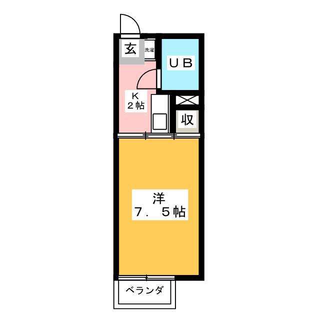 クローバーハイツ(1K/2階)の間取り写真