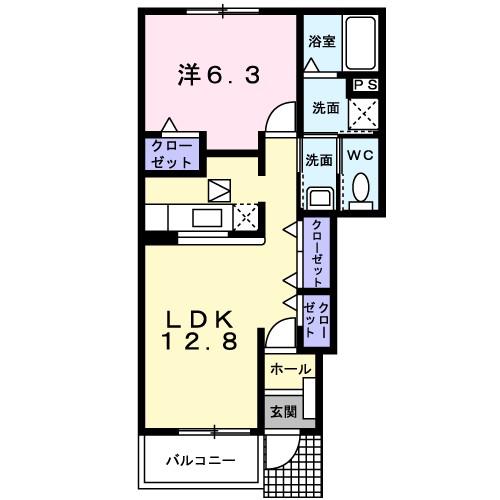 ヴィラ・ベルブリーズ(1LDK/1階)の間取り写真