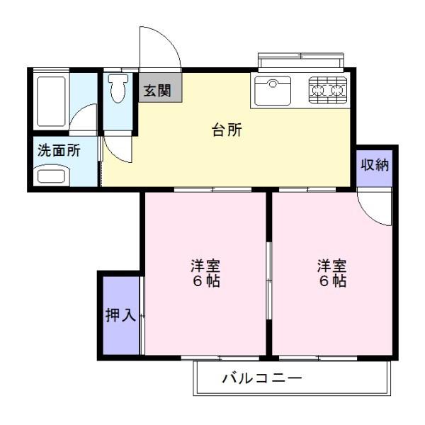 メゾン関口NO.2(2K/1階)の間取り写真
