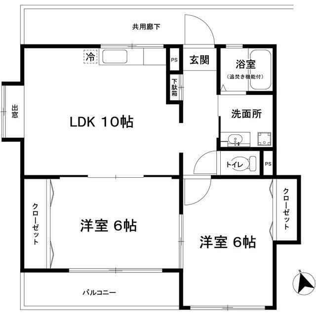 グレイス京王多摩川(2LDK/2階)の間取り写真