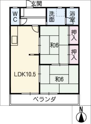 ロイヤルコーポ徳光(2LDK/1階)の間取り写真