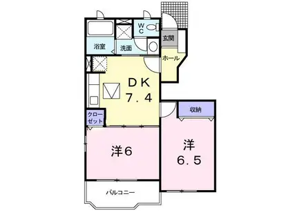 ニューウェーブ2番館(2DK/1階)の間取り写真