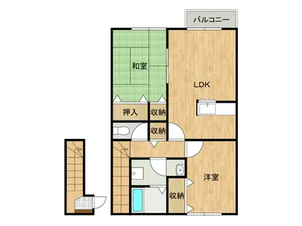 センチュリー・カーサD(2LDK/2階)の間取り写真