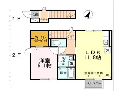 コンフォール土崎(1LDK/2階)の間取り写真