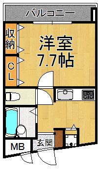 三和建設中山寺ビル(1K/4階)の間取り写真