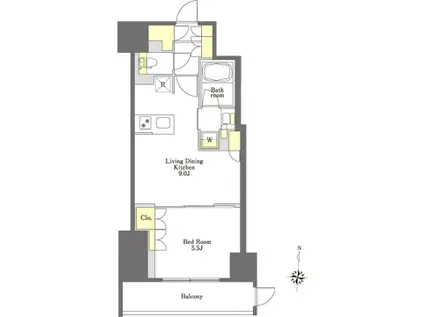 プライムメゾン市谷山伏町(1LDK/7階)の間取り写真