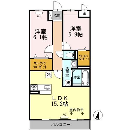 ウィステリアII 113(2LDK/1階)の間取り写真