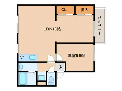 スカイハイツ喜里ヶ丘(2LDK/2階)の間取り写真