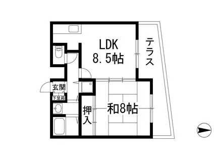 カサデ仁川(1LDK/1階)の間取り写真