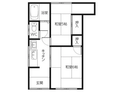 竹田アパート(2K/1階)の間取り写真