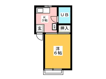 鎌倉ハイツ(1K/1階)の間取り写真