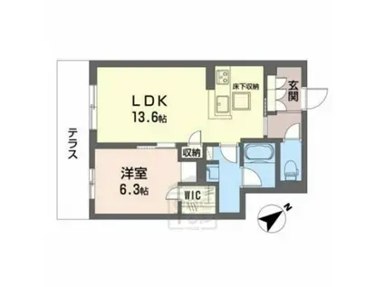 シャーメゾンステージ茨木春日(1LDK/1階)の間取り写真