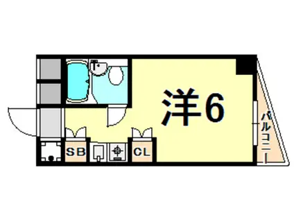 キューブ東塚口(ワンルーム/2階)の間取り写真