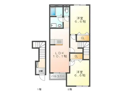 グレイスビラ・桜島(2LDK/2階)の間取り写真