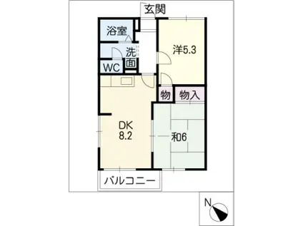 AMENITY TAKAMI(2DK/2階)の間取り写真
