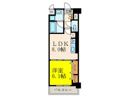 ハーヴェスト江坂(1LDK/5階)の間取り写真
