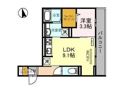 ラルジュ飯塚(1LDK/2階)の間取り写真