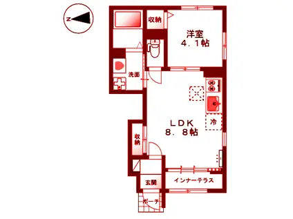  神大寺計画(1LDK/1階)の間取り写真
